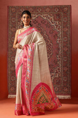 Pink Floral Printed Silk Ready to Wear Saree