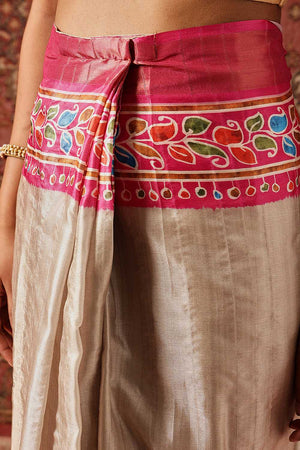 Pink Floral Printed Silk Ready to Wear Saree