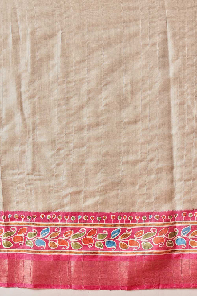 Pink Floral Printed Silk Ready to Wear Saree