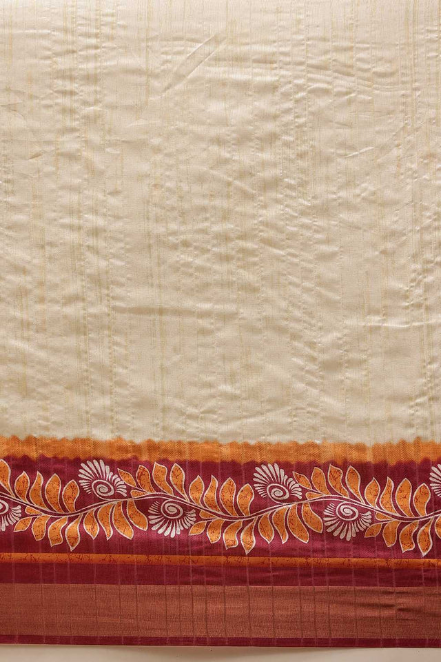 Red Floral Printed Silk Ready to Wear Saree