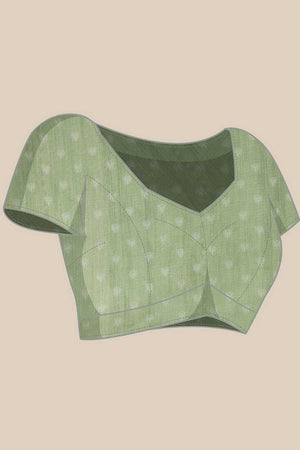 Olive Green Floral Printed Cotton Blend Ready to Wear Saree