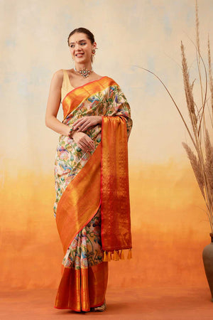 Multi Color Floral Printed Art Silk Ready to Wear Saree