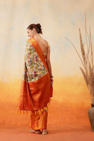 Multi Color Floral Printed Art Silk Ready to Wear Saree