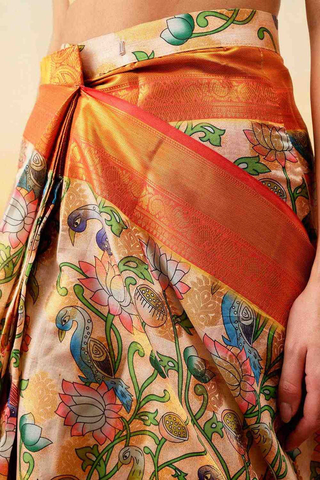 Multi Color Floral Printed Art Silk Ready to Wear Saree