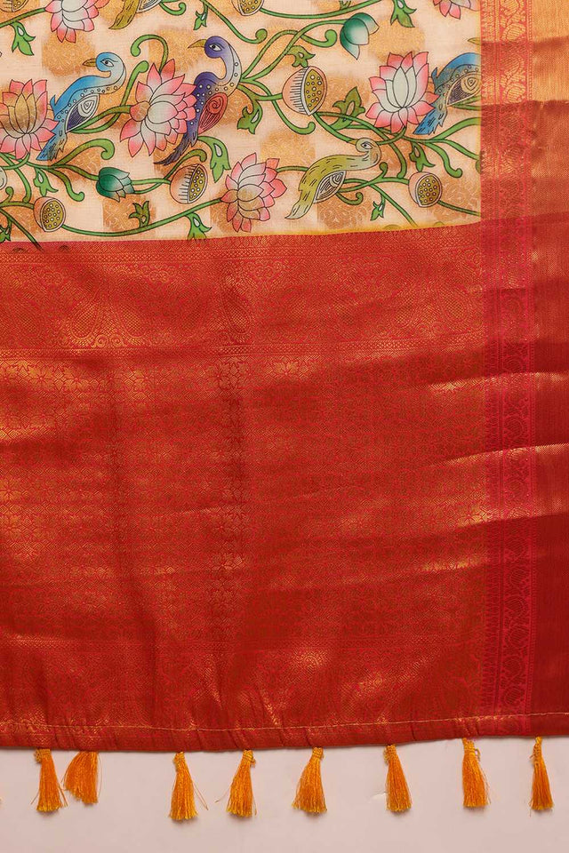 Multi Color Floral Printed Art Silk Ready to Wear Saree