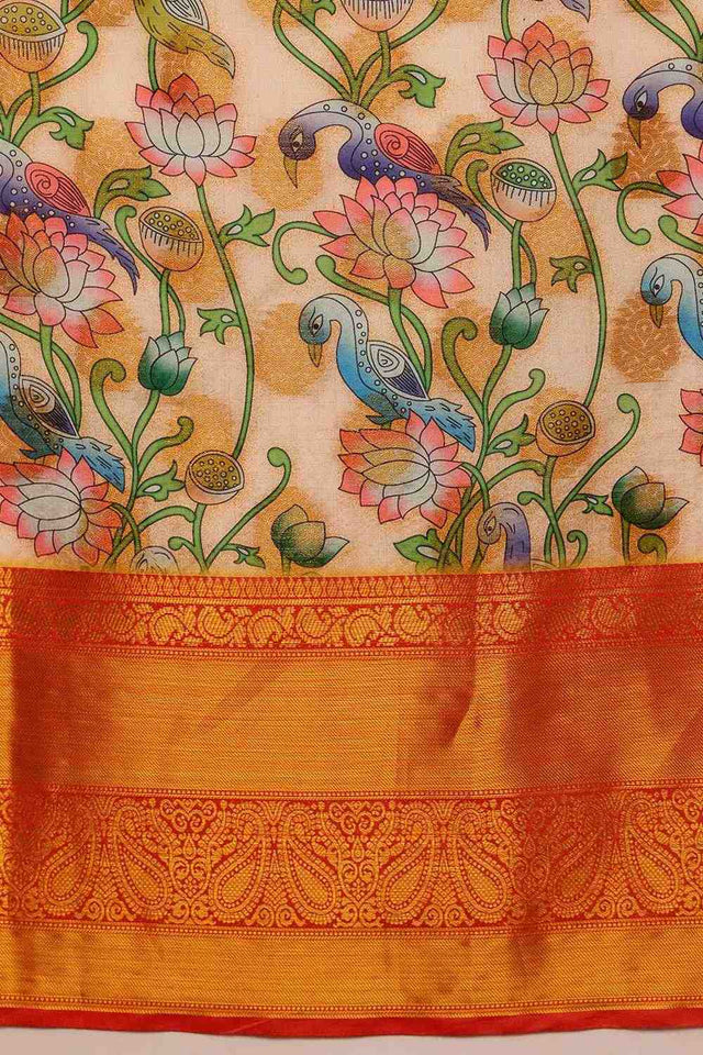 Multi Color Floral Printed Art Silk Ready to Wear Saree