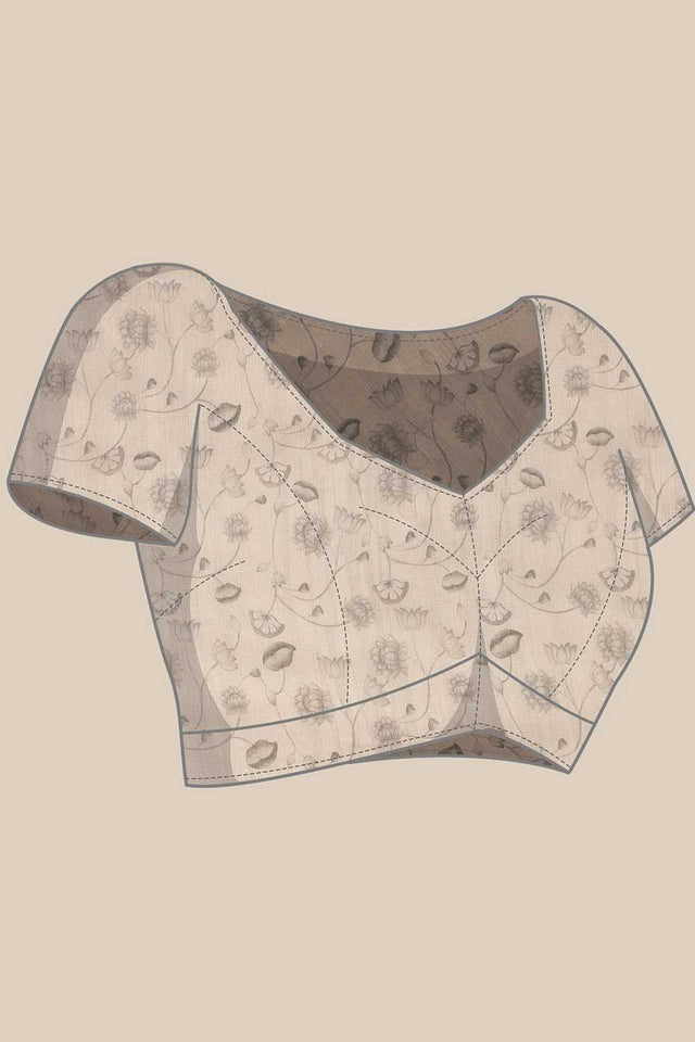 Beige Animal Printed Cotton Blend Ready to Wear Saree