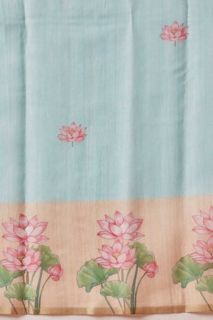 Lavender Abstract Printed Cotton Blend Ready to Wear Saree