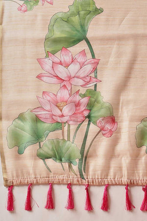 Lavender Abstract Printed Cotton Blend Ready to Wear Saree