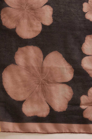 Brown Striped Print Cotton Blend Ready to Wear Saree