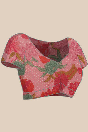 Grey Floral Printed Cotton Blend Ready to Wear Saree