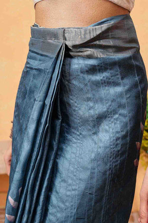 Turquoise Floral Printed Art Silk Ready to Wear Saree