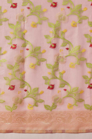 Pink Woven Cotton Blend Ready to Wear Saree