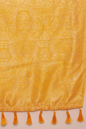 Yellow Floral Woven Cotton Ready to Wear Saree