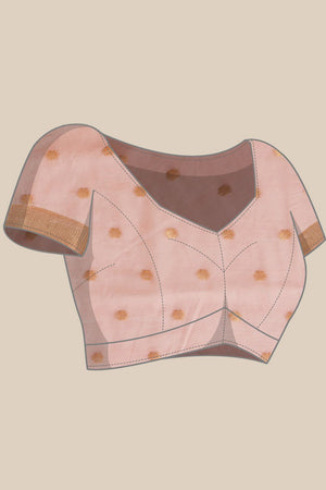 Peach Woven Cotton Blend Saree (SZR-JMD35-PE-3049)