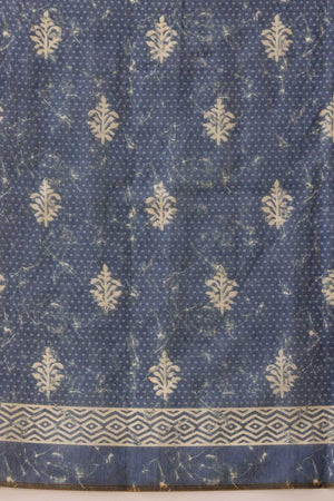 Blue Kalamkari Printed Cotton Blend Ready to Wear Saree