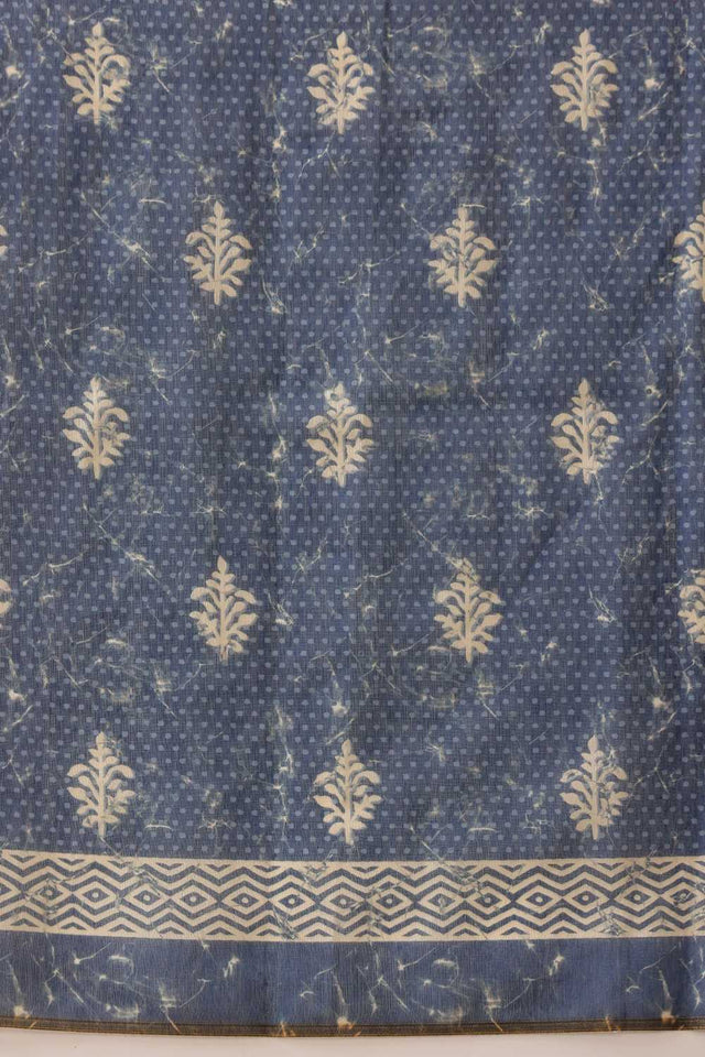 Blue Kalamkari Printed Cotton Blend Ready to Wear Saree