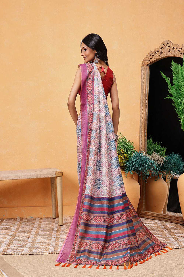 Multi Color Kalamkari Printed Cotton Blend Ready to Wear Saree