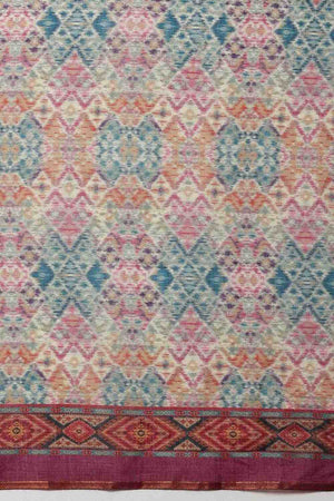 Multi Color Kalamkari Printed Cotton Blend Ready to Wear Saree