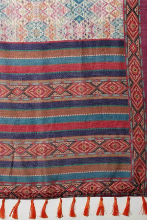 Multi Color Kalamkari Printed Cotton Blend Ready to Wear Saree