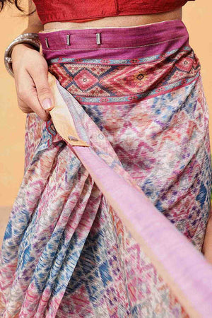 Multi Color Kalamkari Printed Cotton Blend Ready to Wear Saree