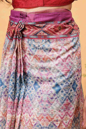 Multi Color Kalamkari Printed Cotton Blend Ready to Wear Saree