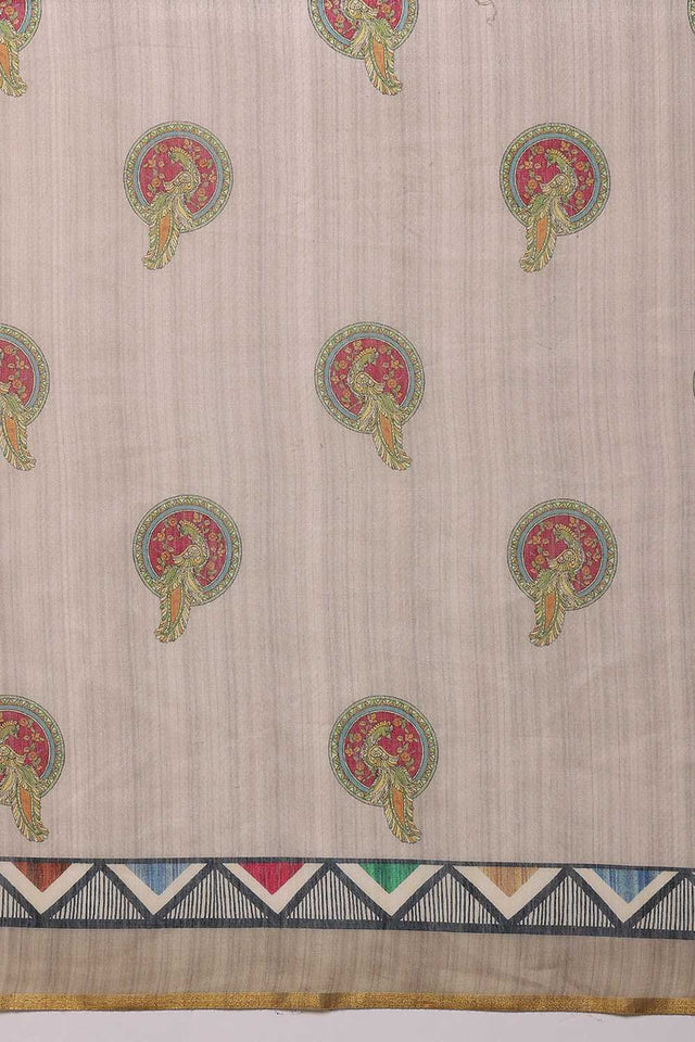 Multi Color Kalamkari Printed Cotton Blend Ready to Wear Saree