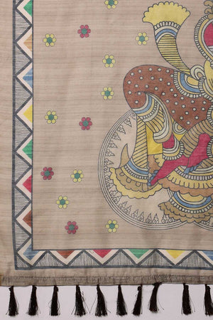 Multi Color Kalamkari Printed Cotton Blend Ready to Wear Saree