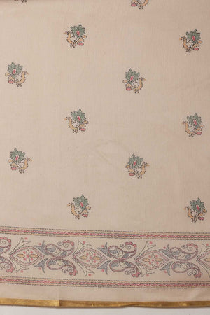 Beige Madhubani Printed Cotton Blend Ready to Wear Saree