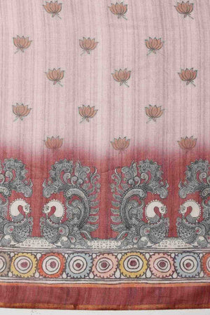 Rust Madhubani Printed Cotton Blend Ready to Wear Saree