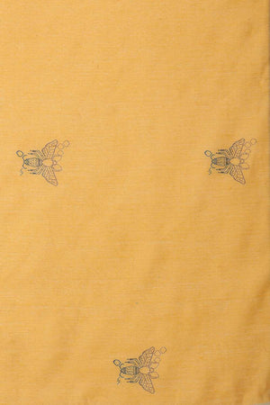 Yellow Animal Printed Cotton Blend Ready to Wear Saree