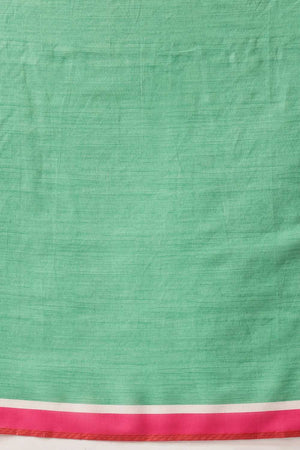 Green Floral Printed Cotton Blend Ready to Wear Saree