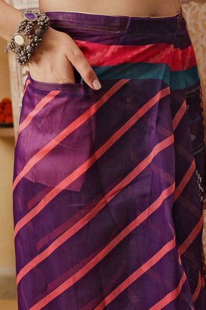 Violet Printed Chanderi Ready to Wear Saree