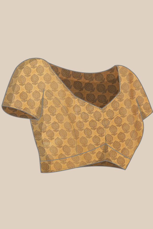 Mustard Kalamkari Printed Cotton Blend Saree (SZR-KLD000-3201)