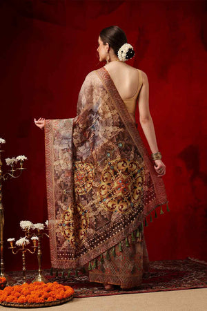 Multi Color Printed Cotton Blend Ready to Wear Saree