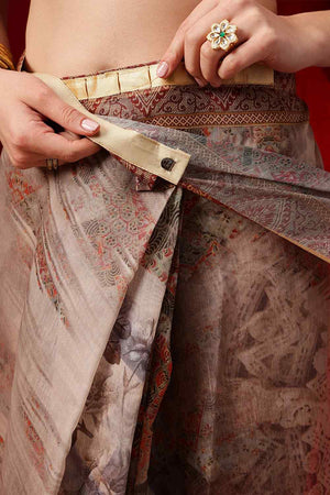 Multi Color Printed Cotton Blend Ready to Wear Saree