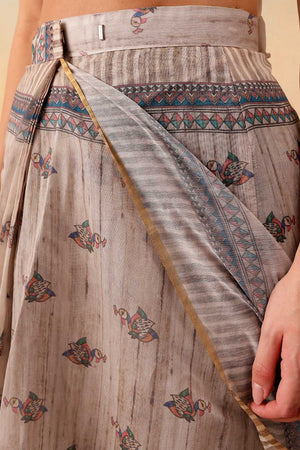 Multi Color Floral Printed Cotton Blend Ready to Wear Saree