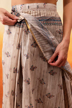 Multi Color Floral Printed Cotton Blend Ready to Wear Saree