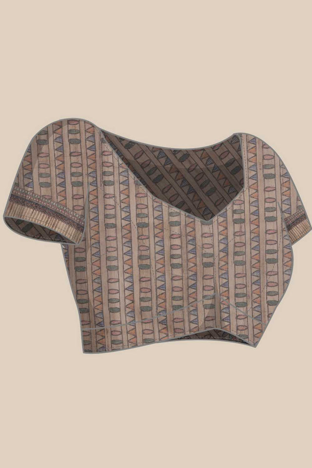 Multi Color Floral Printed Cotton Blend Ready to Wear Saree