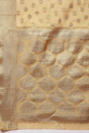 Beige Floral Woven Tissue Silk Ready to Wear Saree