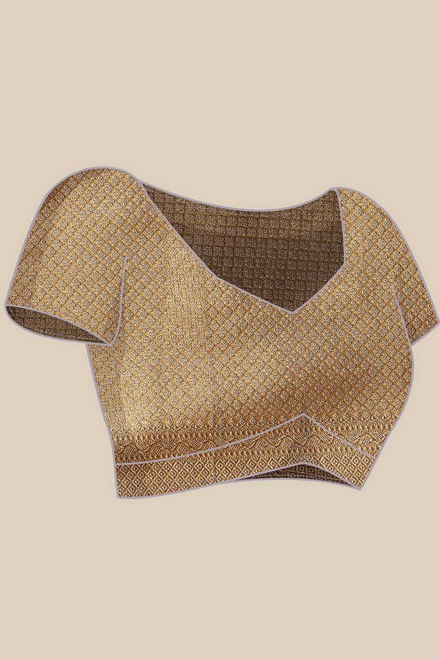 Beige Floral Woven Tissue Silk Ready to Wear Saree