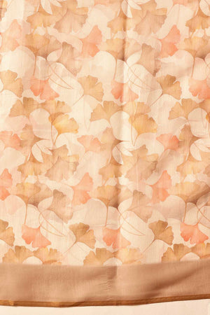 Beige Floral Printed Cotton Blend Ready to Wear Saree
