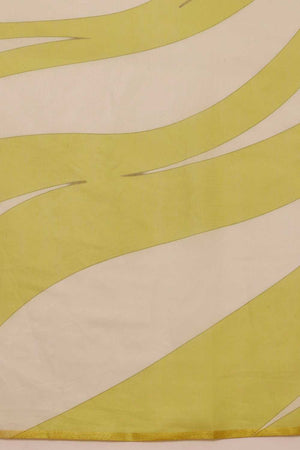 Yellow Striped Print Cotton Blend Ready to Wear Saree