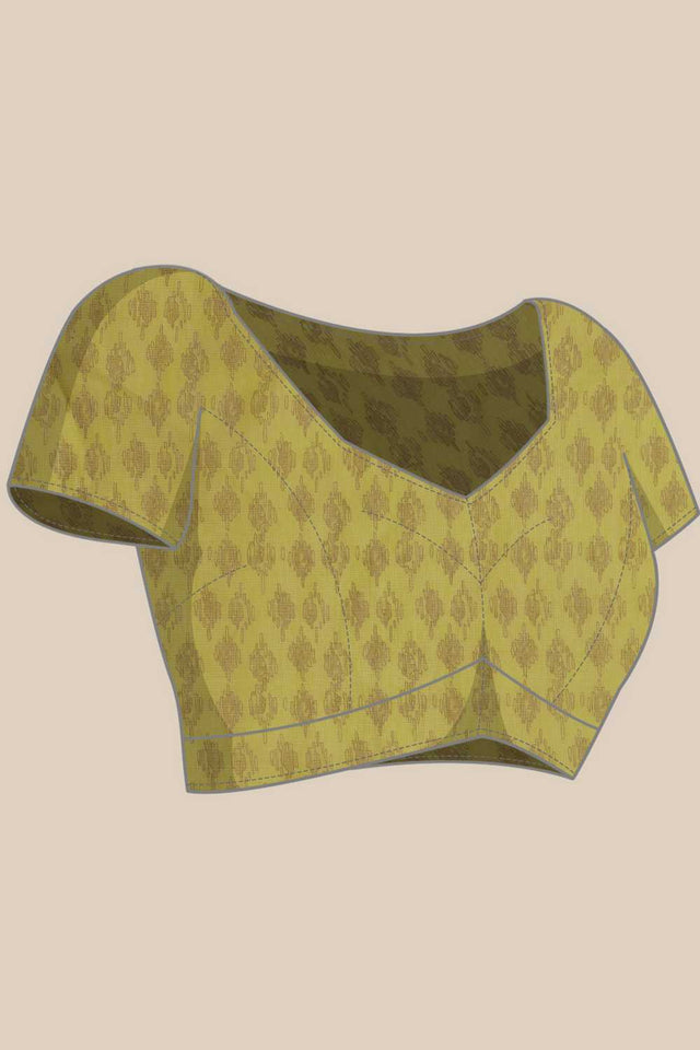 Yellow Striped Print Cotton Blend Ready to Wear Saree