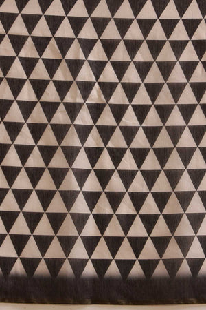 White Abstract Printed Cotton Blend Ready to Wear Saree