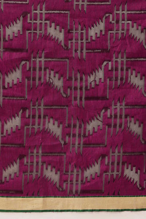 Violet Striped Woven Cotton Ready to Wear Saree