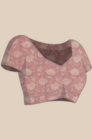 Navy Blue Floral Printed Cotton Blend Ready to Wear Saree