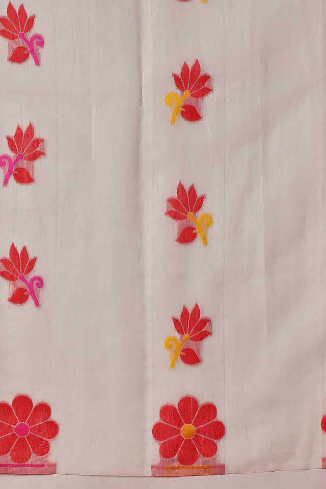 White Woven Cotton Blend Ready to Wear Saree