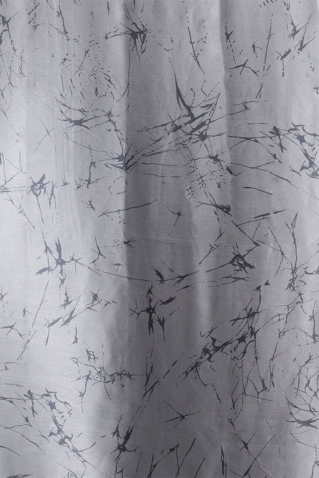 Grey Floral Printed Satin Saree