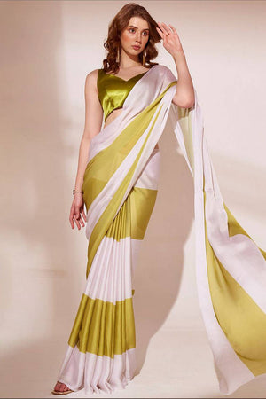 Multi Color Printed Satin Saree